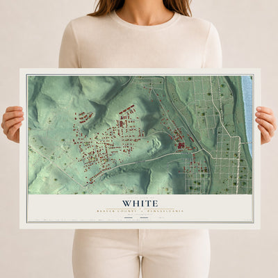 Map of White, Beaver County, Pennsylvania, 12 x 18 inch unframed archival matte print