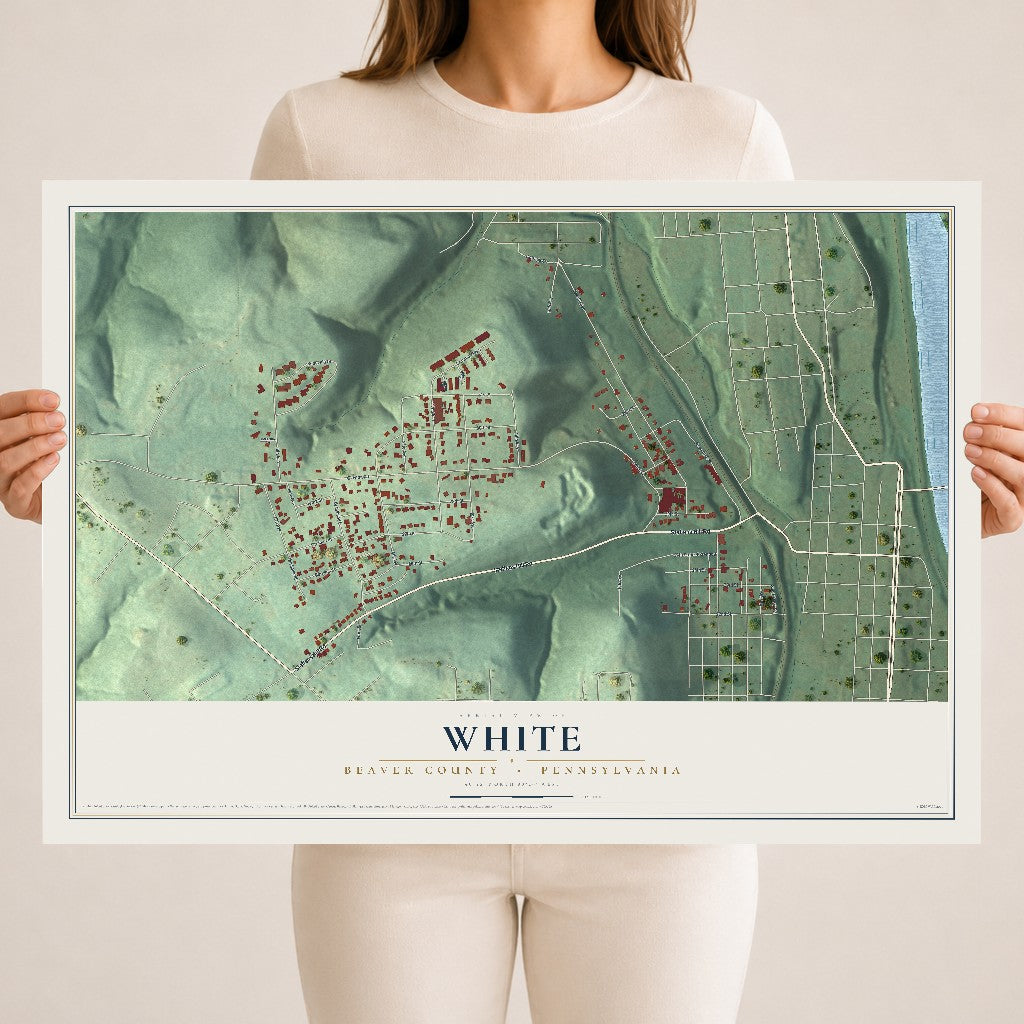 Map of White, Beaver County, Pennsylvania, 18 x 24 inch unframed archival matte print