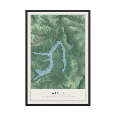 Map of White, Cambria County, Pennsylvania, 12 x 18 inch print in a black wood frame