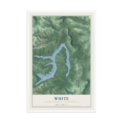 Map of White, Cambria County, Pennsylvania, 12 x 18 inch print in a white wood frame