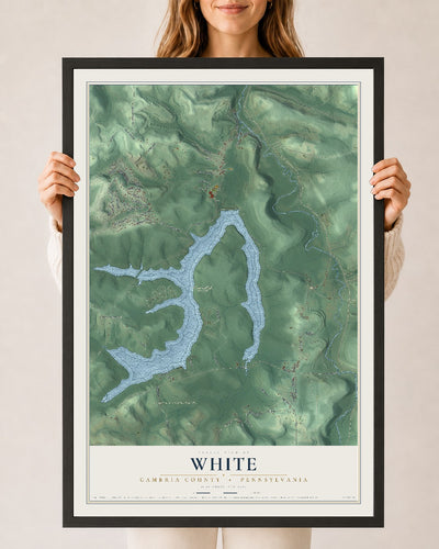Map of White, Cambria County, Pennsylvania, 24 x 36 inch print in a black wood frame