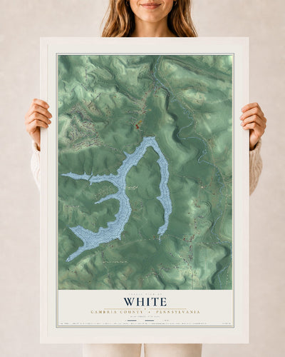 Map of White, Cambria County, Pennsylvania, 24 x 36 inch print in a white wood frame
