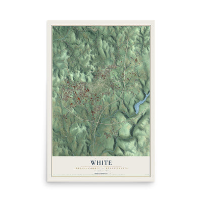 Map of White, Indiana County, Pennsylvania, 12 x 18 inch unframed archival matte print