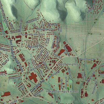 Close-up of the map of White, Indiana County, Pennsylvania print showing street and building detail