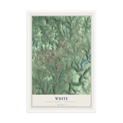 Map of White, Indiana County, Pennsylvania, 12 x 18 inch print in a white wood frame