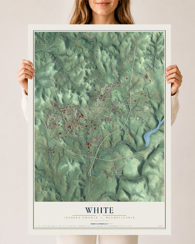 Map of White, Indiana County, Pennsylvania, 24 x 36 inch unframed archival matte print