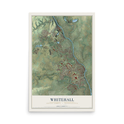 Map of Whitehall, Lehigh County, Pennsylvania, 12 x 18 inch unframed archival matte print