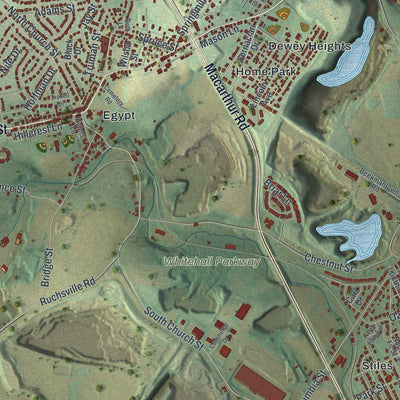 Second close-up of the map of Whitehall, Lehigh County, Pennsylvania print showing more streets and buildings
