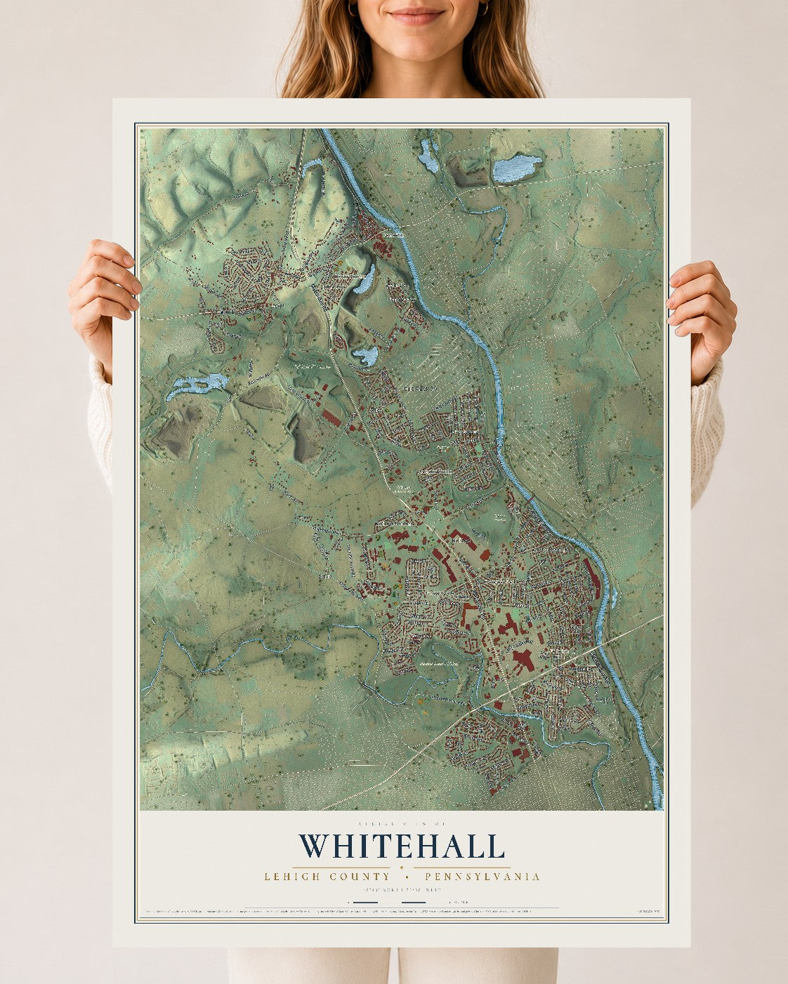 Map of Whitehall, Lehigh County, Pennsylvania, 24 x 36 inch unframed archival matte print