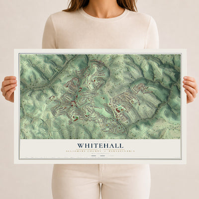 Map of Whitehall, Allegheny County, Pennsylvania, 12 x 18 inch unframed archival matte print