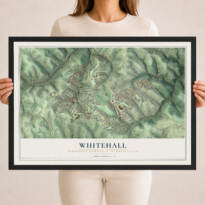 Map of Whitehall, Allegheny County, Pennsylvania, 18 x 24 inch print in a black wood frame