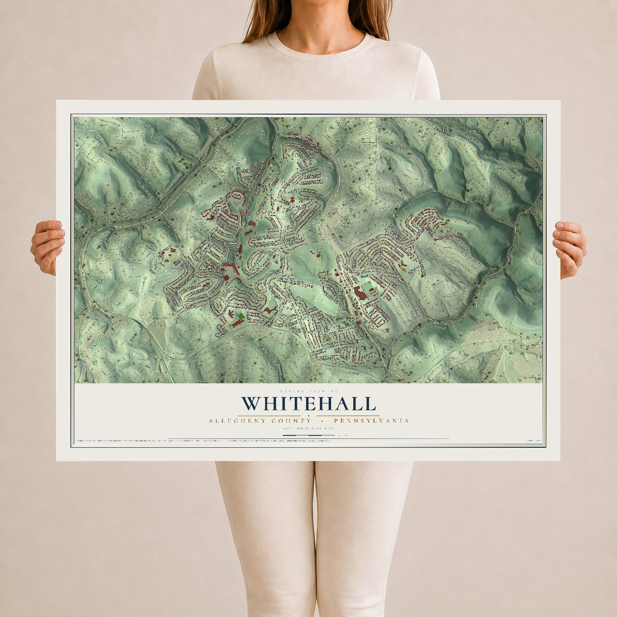 Map of Whitehall, Allegheny County, Pennsylvania, 24 x 36 inch unframed archival matte print