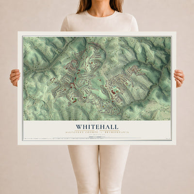 Map of Whitehall, Allegheny County, Pennsylvania, 24 x 36 inch unframed archival matte print