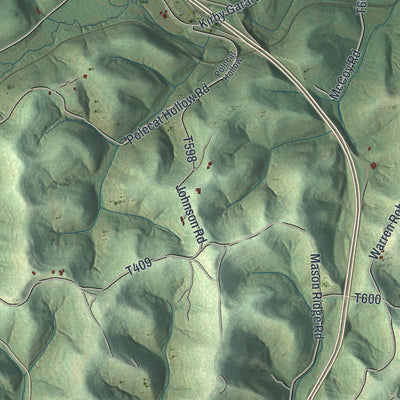 Second close-up of the map of Whiteley, Pennsylvania print showing more streets and buildings