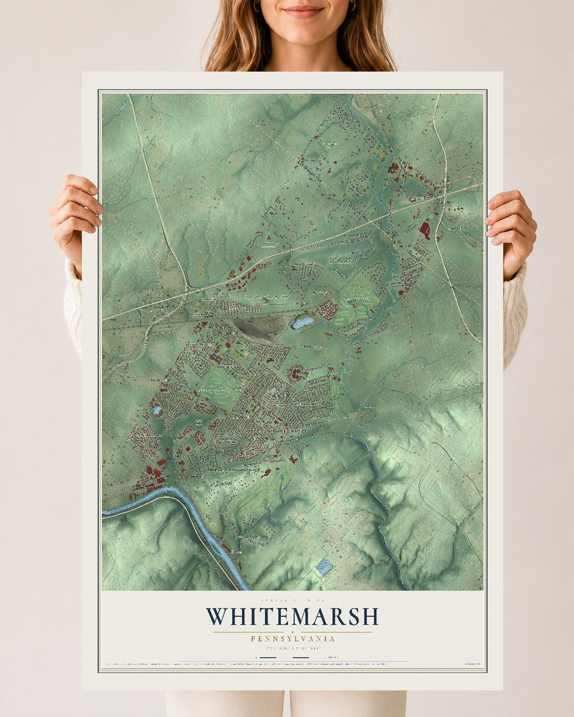 Map of Whitemarsh, Pennsylvania, 24 x 36 inch unframed archival matte print