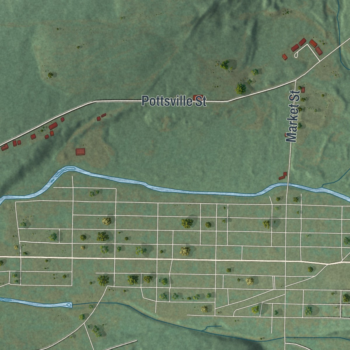 Second close-up of the map of Wiconisco, Pennsylvania print showing more streets and buildings