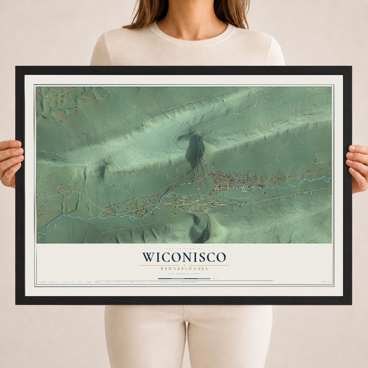 Map of Wiconisco, Pennsylvania, 18 x 24 inch print in a black wood frame