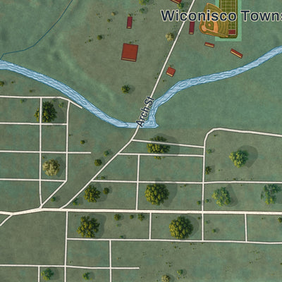 Close-up of the map of Wiconsico, Pennsylvania print showing street and building detail