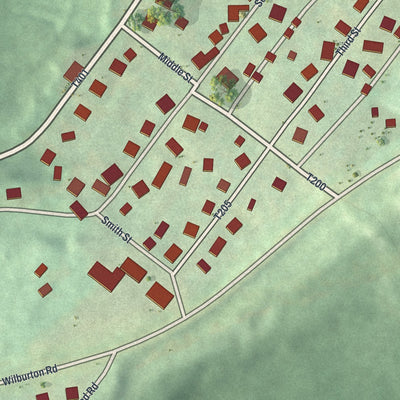 Close-up of the map of Wilburton Number One, Pennsylvania print showing street and building detail