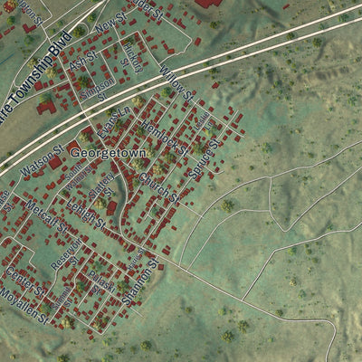 Close-up of the map of Wilkes-Barre, Luzerne County, Pennsylvania print showing street and building detail