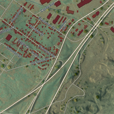 Second close-up of the map of Wilkes-Barre, Luzerne County, Pennsylvania print showing more streets and buildings