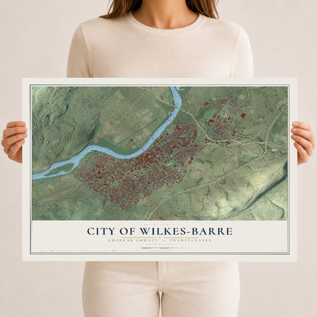 Map of the City of Wilkes-Barre, Luzerne County, Pennsylvania, 12 x 18 inch unframed archival matte print