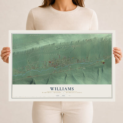 Map of Williams, Dauphin County, Pennsylvania, 12 x 18 inch unframed archival matte print