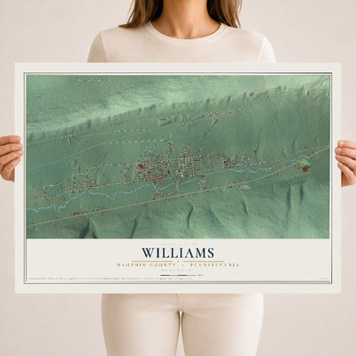 Map of Williams, Dauphin County, Pennsylvania, 18 x 24 inch unframed archival matte print