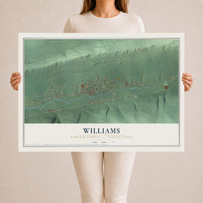 Map of Williams, Dauphin County, Pennsylvania, 24 x 36 inch unframed archival matte print