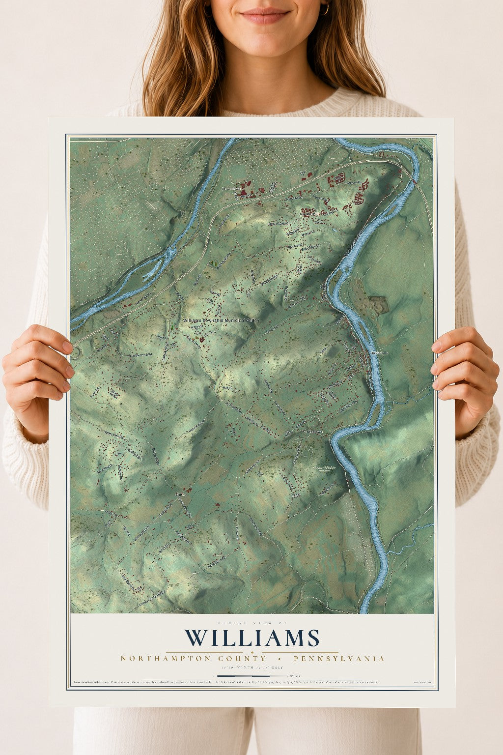 Map of Williams, Northampton County, Pennsylvania, 18 x 24 inch unframed archival matte print