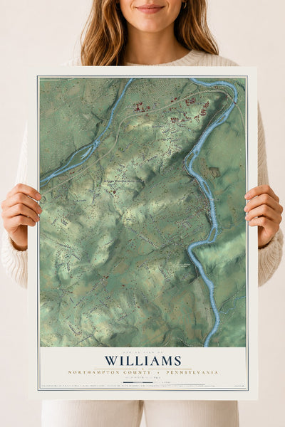 Map of Williams, Northampton County, Pennsylvania, 18 x 24 inch unframed archival matte print