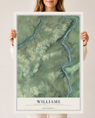 Map of Williams, Northampton County, Pennsylvania, 24 x 36 inch unframed archival matte print