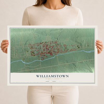 Map of Williamstown, Pennsylvania, 12 x 18 inch unframed archival matte print