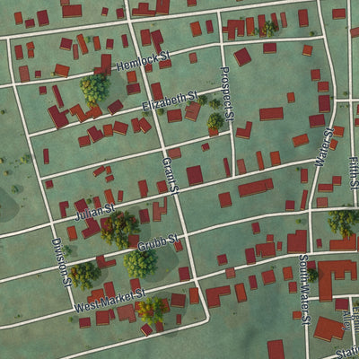 Close-up of the map of Williamstown, Pennsylvania print showing street and building detail