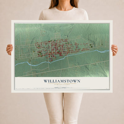 Map of Williamstown, Pennsylvania, 24 x 36 inch unframed archival matte print