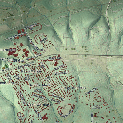Close-up of the map of Willistown, Pennsylvania print showing street and building detail
