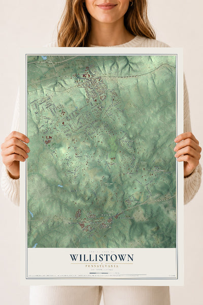 Map of Willistown, Pennsylvania, 18 x 24 inch unframed archival matte print