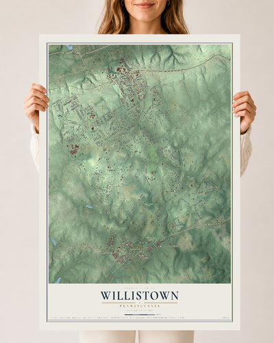 Map of Willistown, Pennsylvania, 24 x 36 inch unframed archival matte print