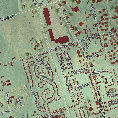 Close-up of the map of Willow Street, Pennsylvania print showing street and building detail