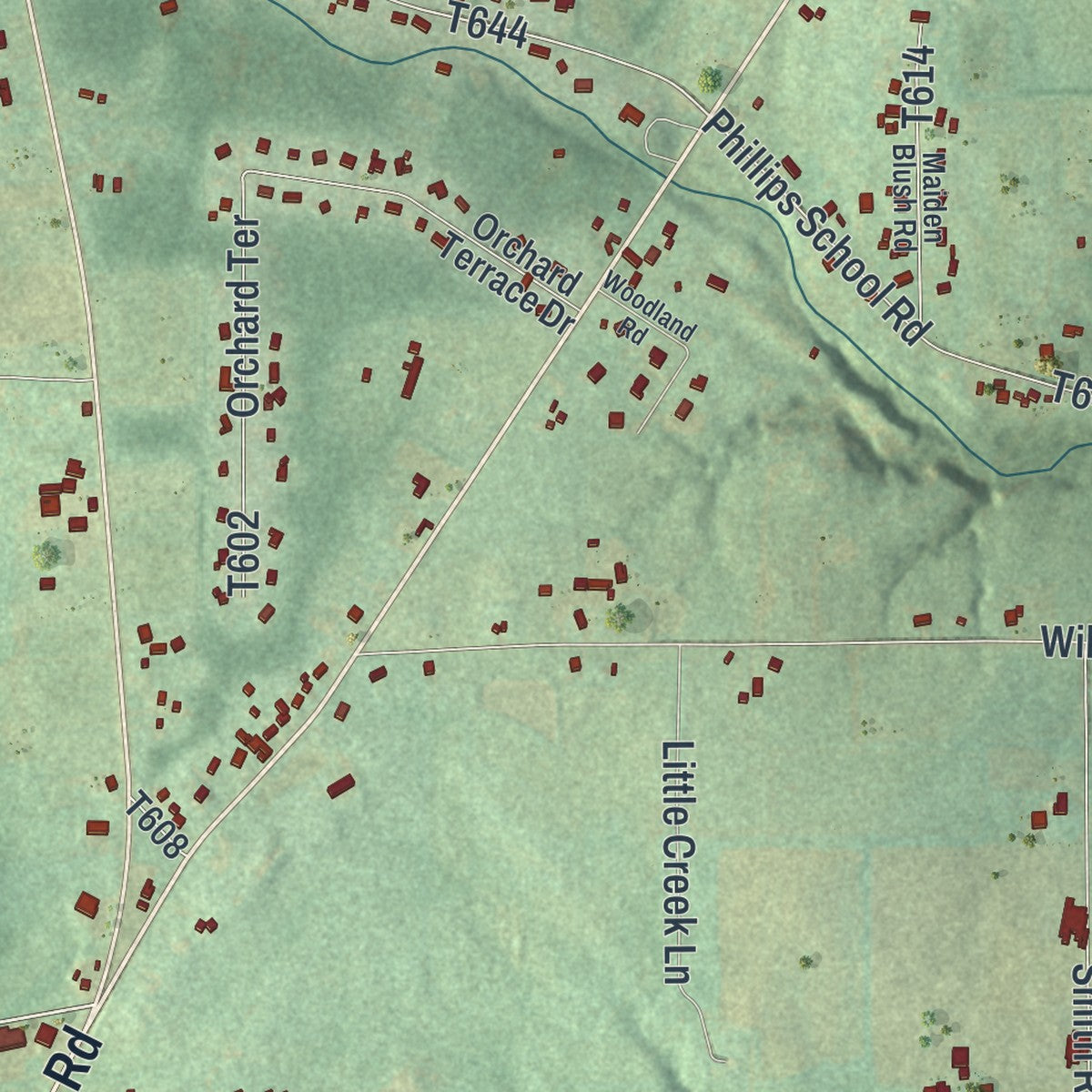 Close-up of the map of Wilmington, Lawrence County, Pennsylvania print showing street and building detail