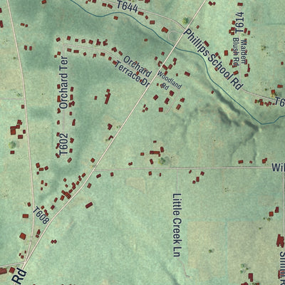 Close-up of the map of Wilmington, Lawrence County, Pennsylvania print showing street and building detail