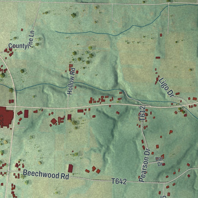 Second close-up of the map of Wilmington, Lawrence County, Pennsylvania print showing more streets and buildings