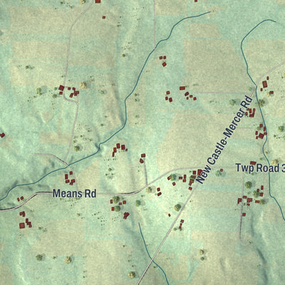 Close-up of the map of Wilmington, Mercer County, Pennsylvania print showing street and building detail