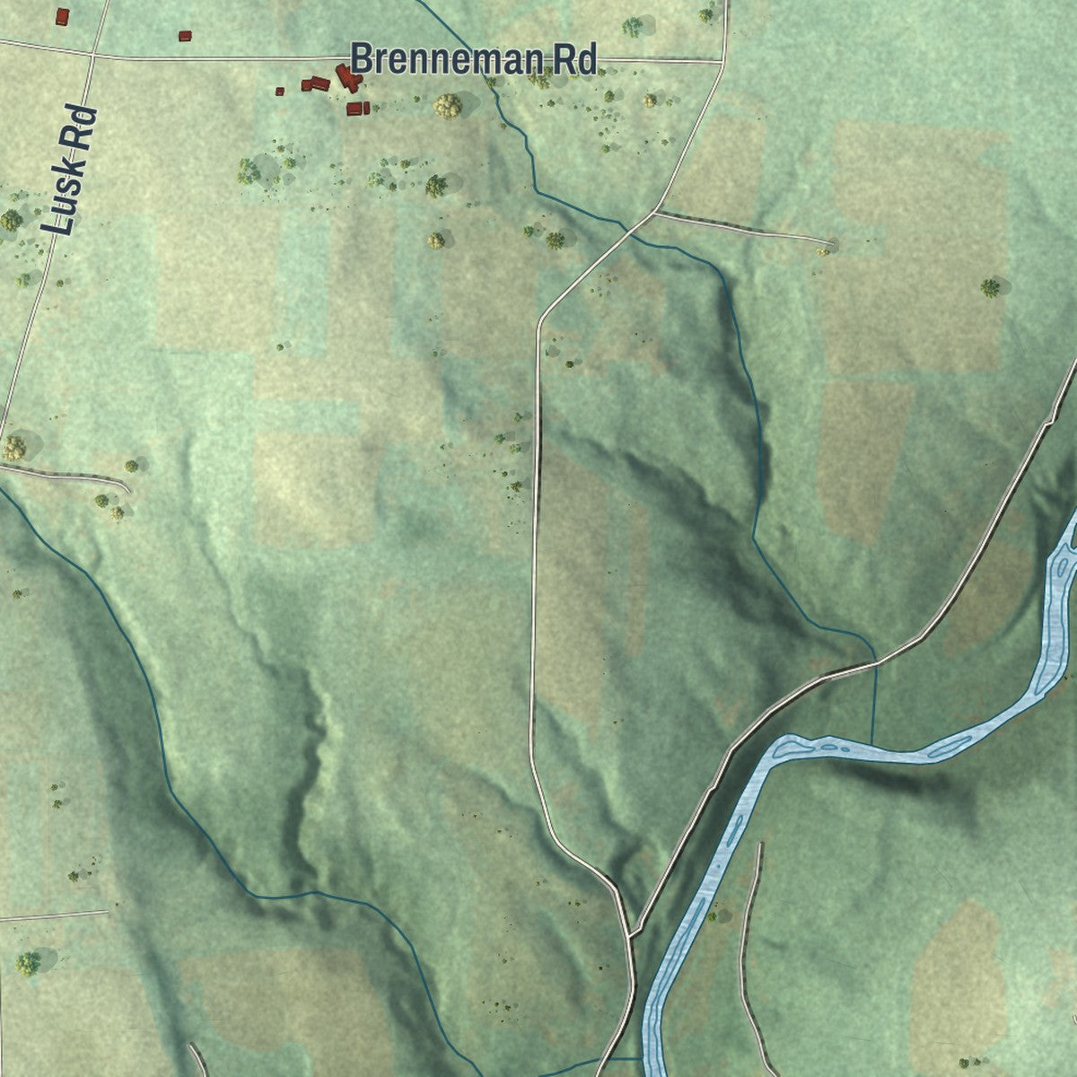 Second close-up of the map of Wilmington, Mercer County, Pennsylvania print showing more streets and buildings