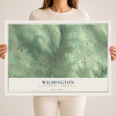 Map of Wilmington, Mercer County, Pennsylvania, 18 x 24 inch unframed archival matte print