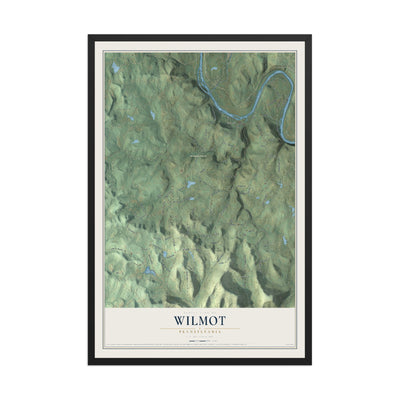 Map of Wilmot, Pennsylvania, 12 x 18 inch print in a black wood frame