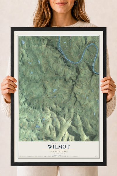 Map of Wilmot, Pennsylvania, 18 x 24 inch print in a black wood frame