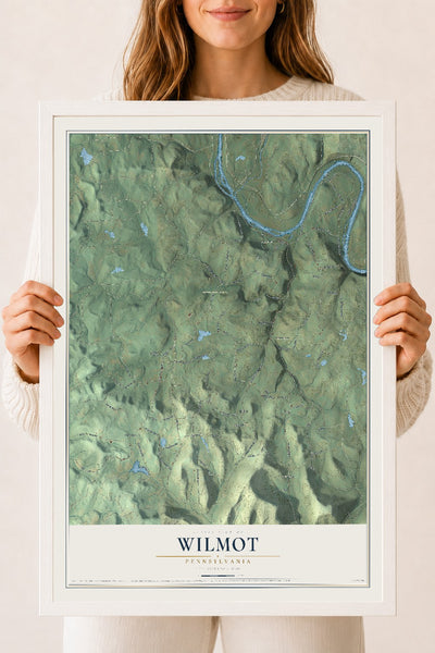 Map of Wilmot, Pennsylvania, 18 x 24 inch print in a white wood frame