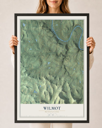 Map of Wilmot, Pennsylvania, 24 x 36 inch print in a black wood frame