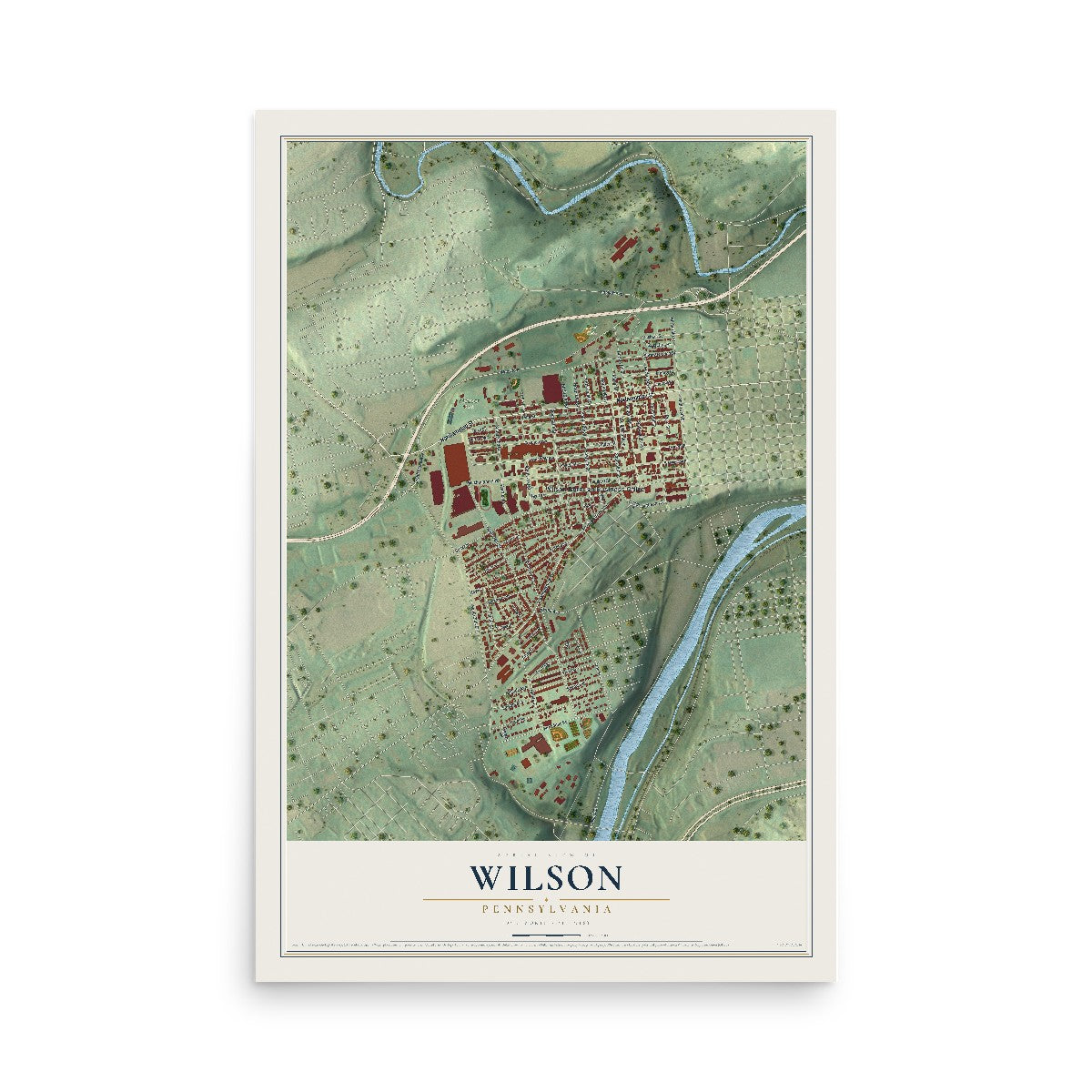 Map of Wilson, Pennsylvania, 12 x 18 inch unframed archival matte print